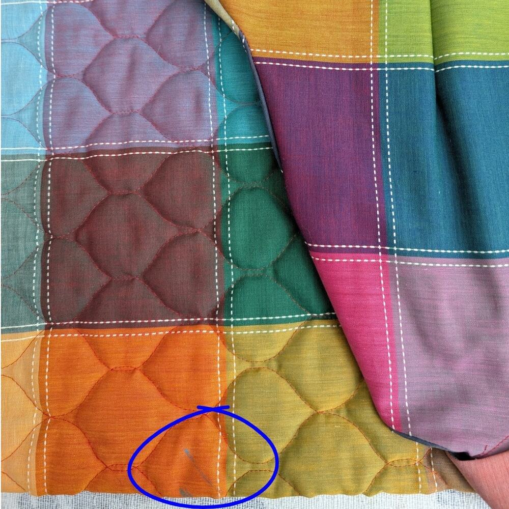 Penneys Loungewear 1970s Rainbow Patchwork Plaid Quilted House Dress Size Medium - Picture 8 of 12